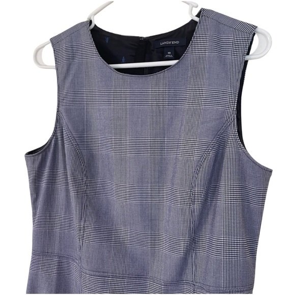 Land’s End Houndstooth Sheath Dress Black White sz 10 - Picture 2 of 7